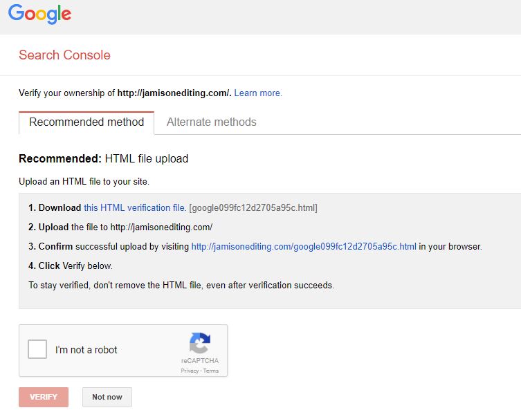 Google's Recommended Method for Verification